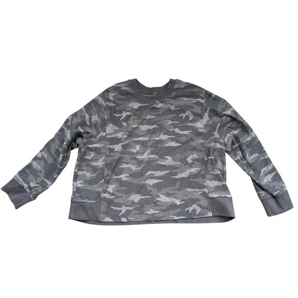 Athleta Farallon Camo Sweatshirt Crew Neck Boxy Fit Green Women Plus Size 2X - Picture 7 of 7